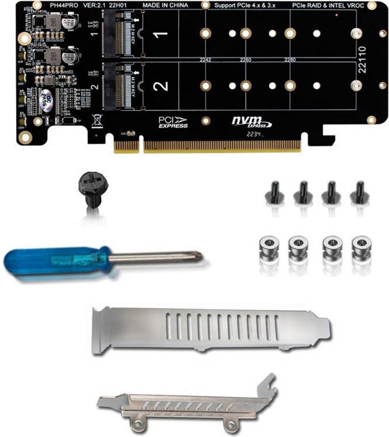 Tauoh PCIE X16 to M.2 M-Key NVMEx4 SSD 2U Server Riser Card
