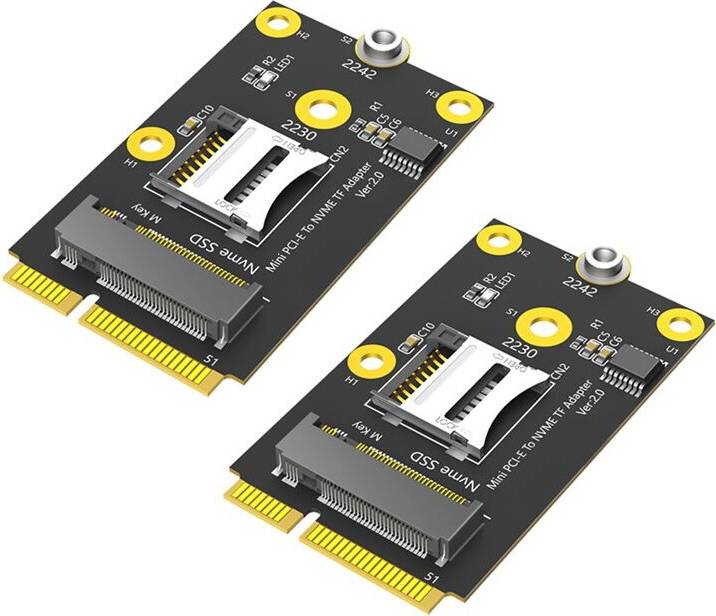 M.2 nas 2 In1 PCI-E To TF Card USB2.0 M.2 NVME Key-M SSD Adapter