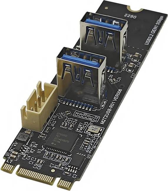 Kepptory M.2 Key M PCIe to USB 3.2 Gen1 5Gbps Expansion Card Riser Board