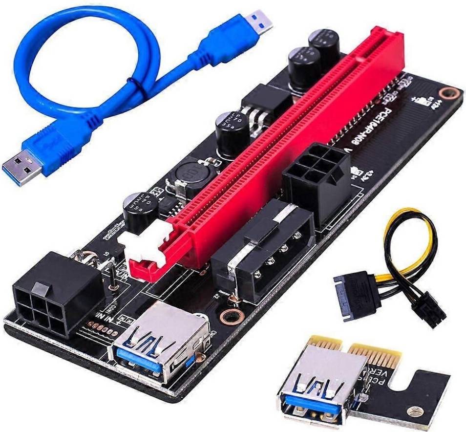 Jojomino PCI-E PCIe Riser 009 Extender Dual 6Pin Adapter Card