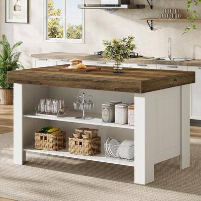 Kitchen islands with storage Bluebell 55 Inch Kitchen Island Seating Storage