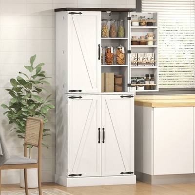 Tall kitchen cabinets Homcom 72 Inch Tall Pantry Cabinet With 8 Door Racks - White