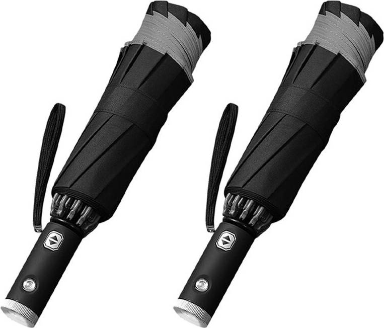 Torribaly Automatic Reverse Umbrella Inverted Reflective Folding LED Light Safe Night Windproof Frame