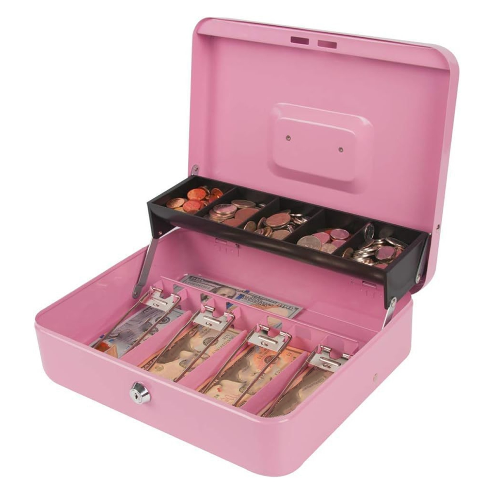 Saudism Lockable Metal Cash Security Storage Box