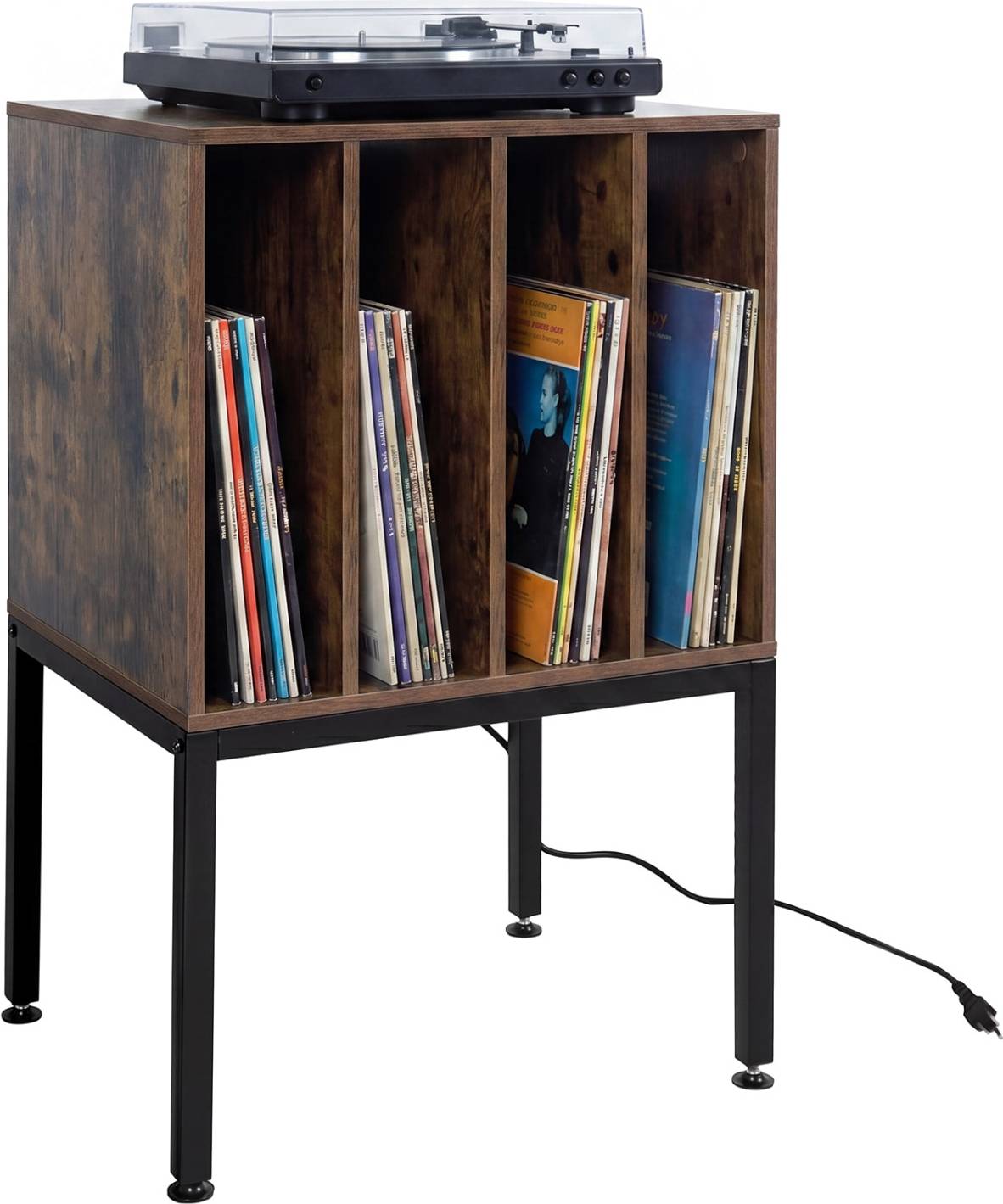 Record player stand SlickBlue Rustic Brown Record Player Stand