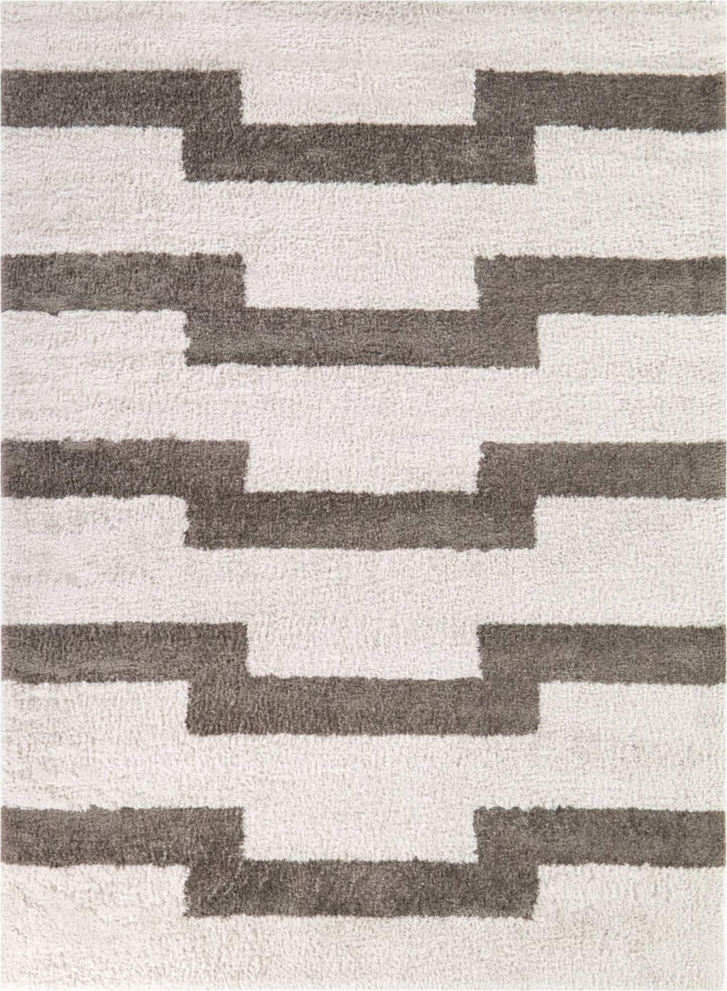 Modern Striped Tufted Polyester Area Rug 8 x 10