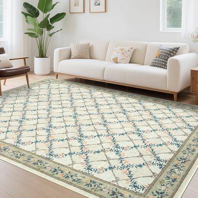 Garvee Lattice Floral Soft Area Rug