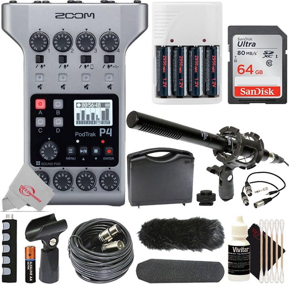 Zoom podtrak p4 Zoom PodTrak P4 Portable Multitrack Podcast Recorder Kit
