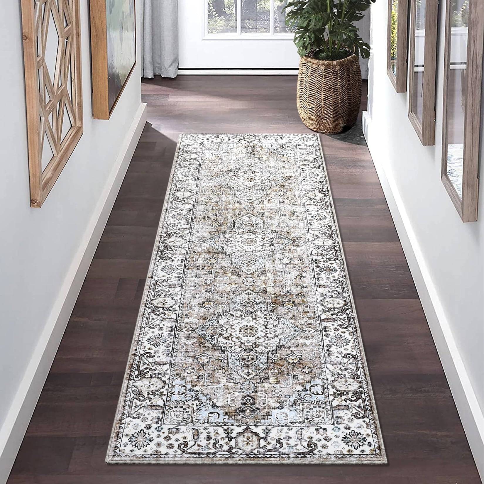 Gaomon Boho Medallion Distressed Area Rug 2x6 Gray