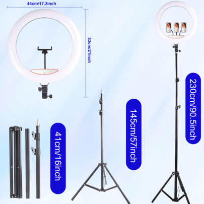 Ring light for phone Shein 18-Inch LED Ring Light With Tripod And Three Phone Clips
