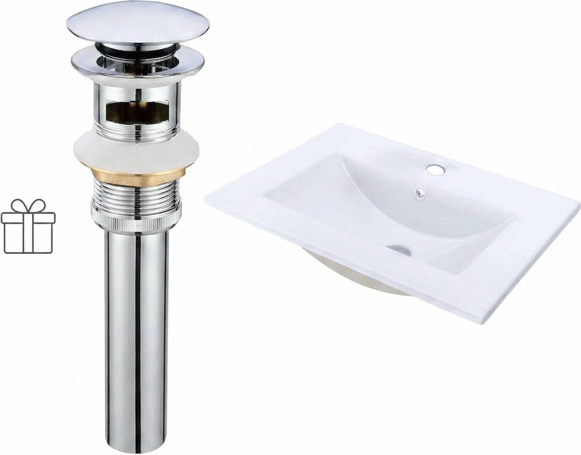 Top mount bathroom sink GDFSTUDIO 24 Inch W 18 Inch D Drop In Bathroom Ceramic Vessel Sink
