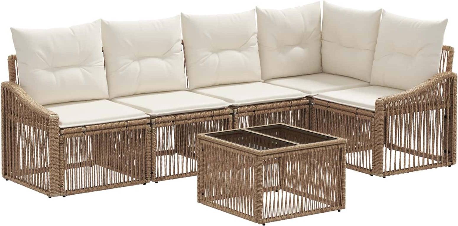 vidaXL Gartensofa Set 6 Pcs Beige Poly-Rattan Lounge-Set