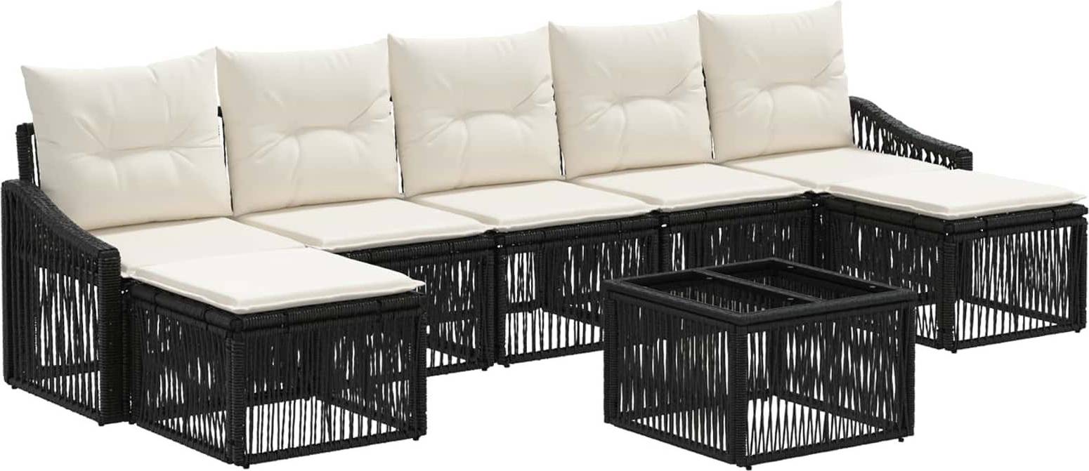 vidaXL Gartensofa Set 8 Pcs Schwarz Poly-Rattan Lounge-Set