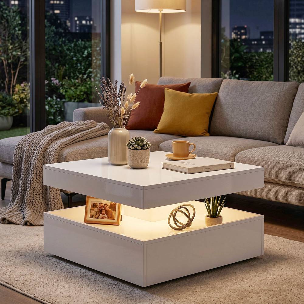 Homcom LED with Storage Coffee Table