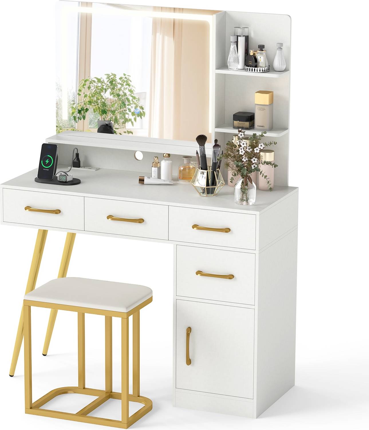 Large makeup vanity SlickBlue Large LED Vanity Desk 3 Lighting Modes Dressing Table