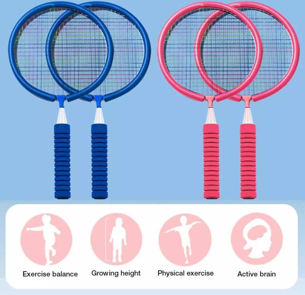 Portable Badminton Rackets Blue Pink