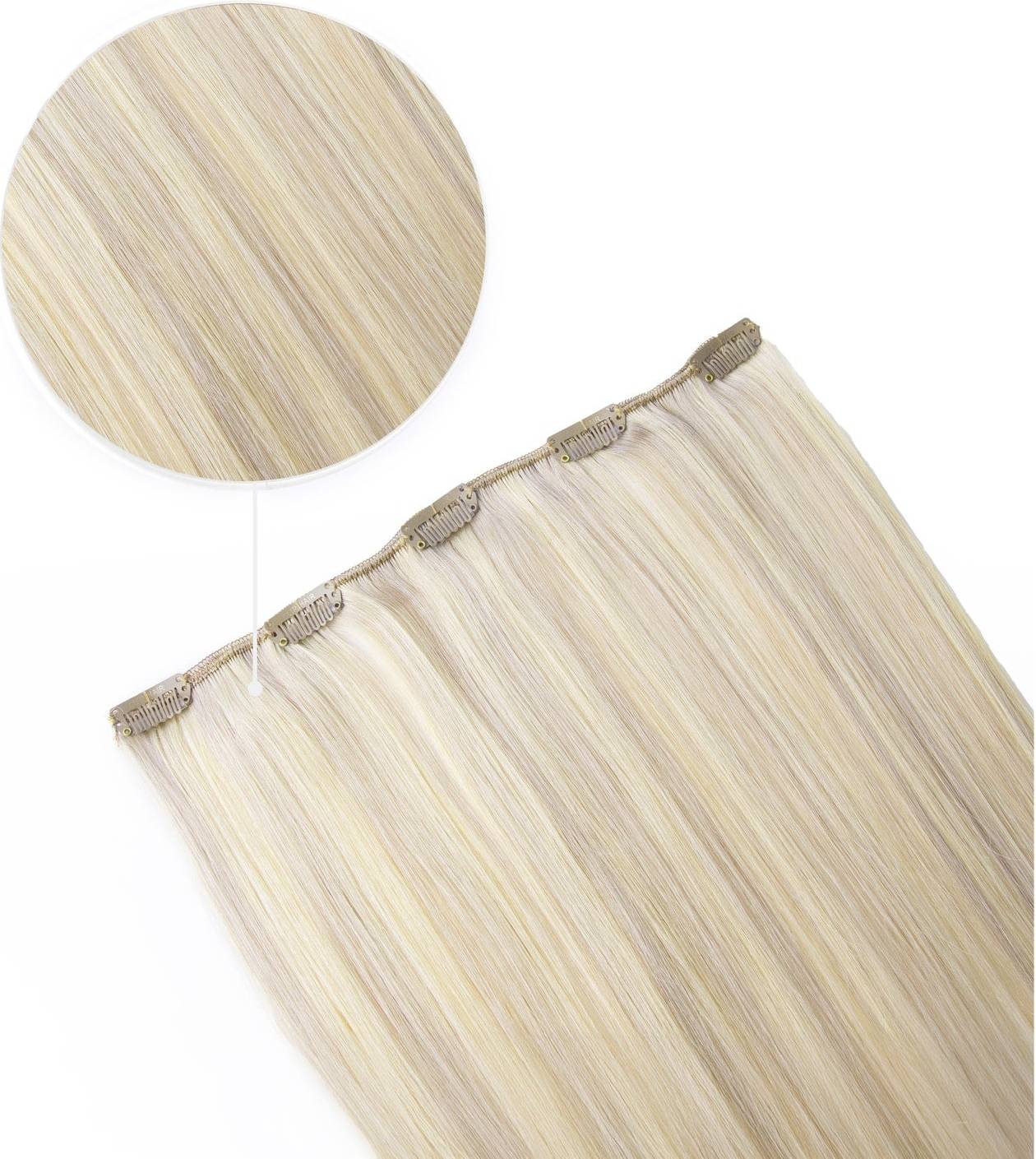 One Piece Remy Clip In Human Hair Extensions 60 Silver Sand 14"