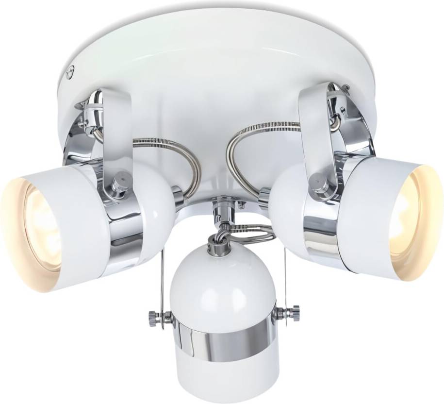 Led bedroom ceiling lights 3 Way Retro Ceiling Lights White Rotatable Round Base 50w Spotlight