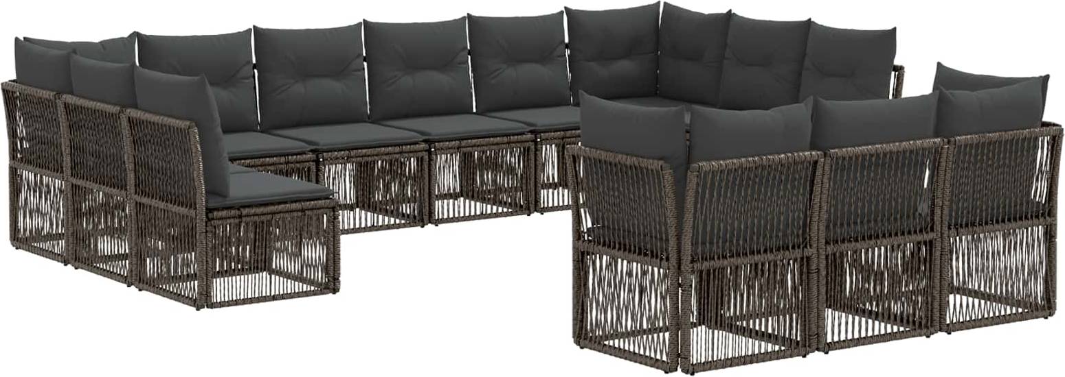 vidaXL Gartensofa Set 13 Pcs Grau Poly-Rattan Lounge-Set