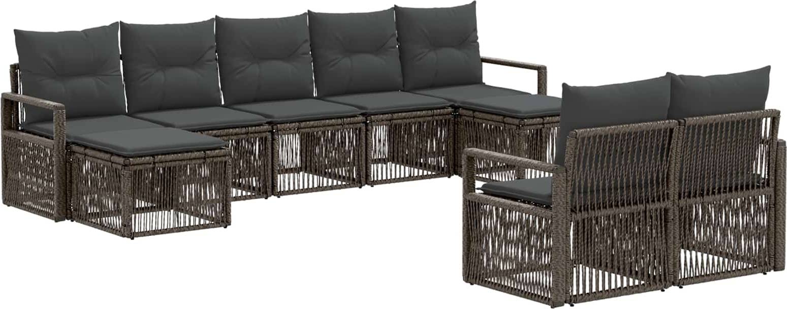 vidaXL Gartensofa Set 9 Pcs Grau Poly-Rattan Lounge-Set