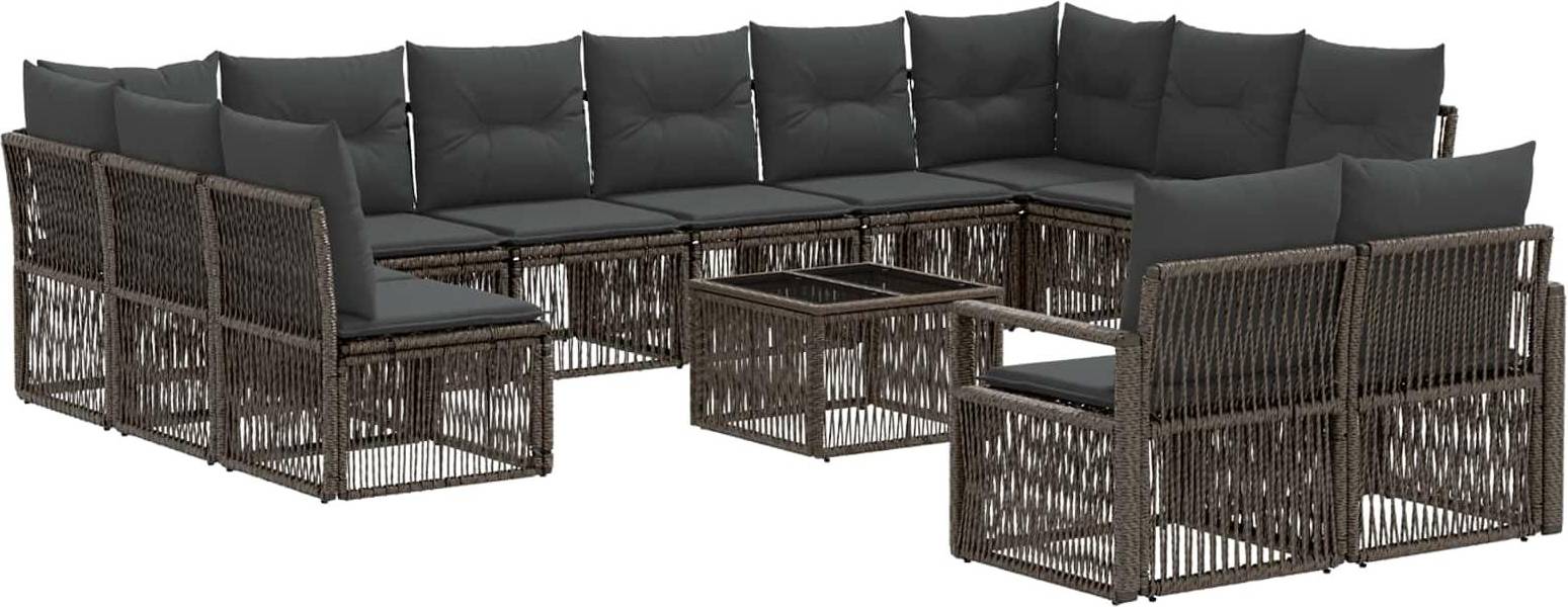 vidaXL Gartensofa Set 13 Pcs Grau Poly-Rattan Lounge-Set