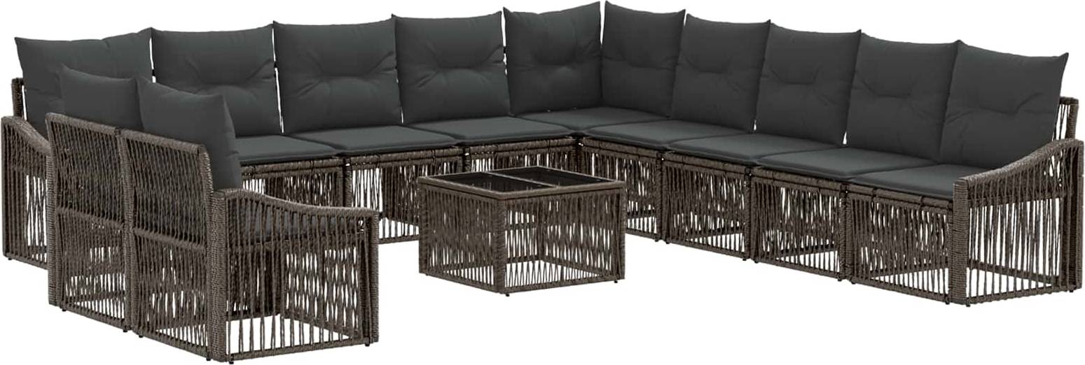 vidaXL Gartensofa Set 12 Pcs Grau Poly-Rattan Lounge-Set