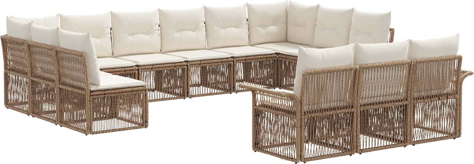 vidaXL Gartensofa Set 13 Pcs Beige Poly-Rattan Lounge-Set