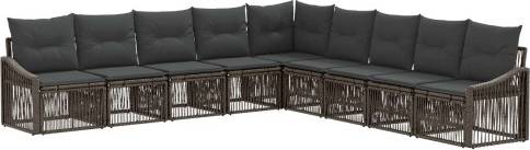 vidaXL Gartensofa Set 9 Pcs Grau Poly-Rattan Lounge-Set
