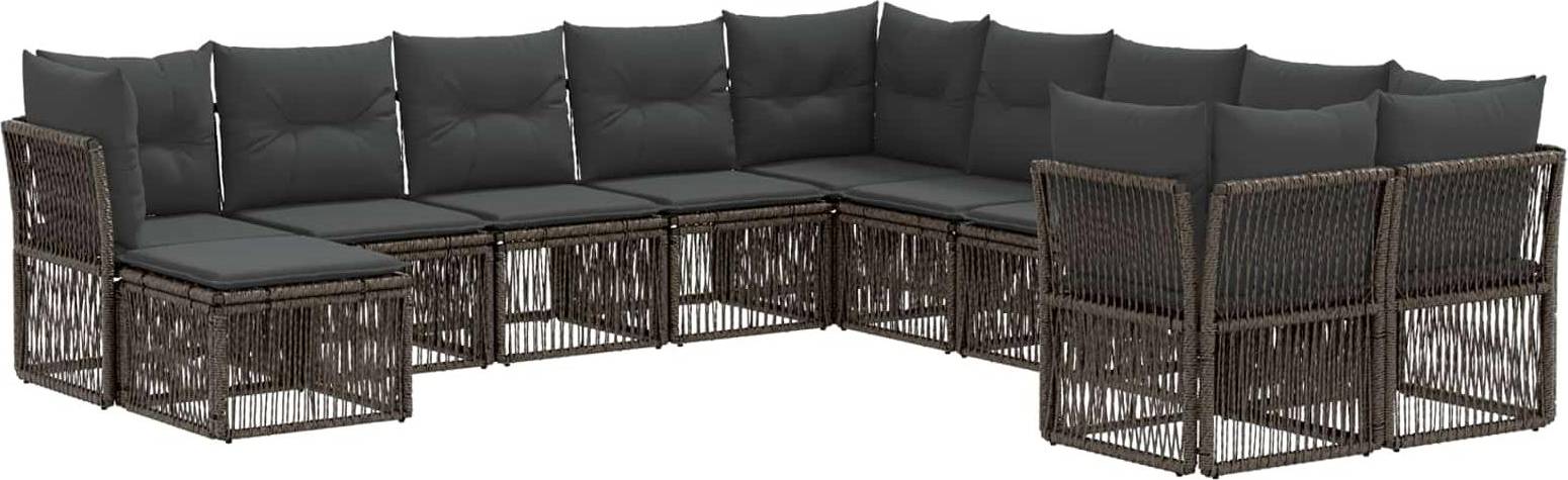 vidaXL Gartensofa Set 11 Pcs Grau Poly-Rattan Lounge-Set