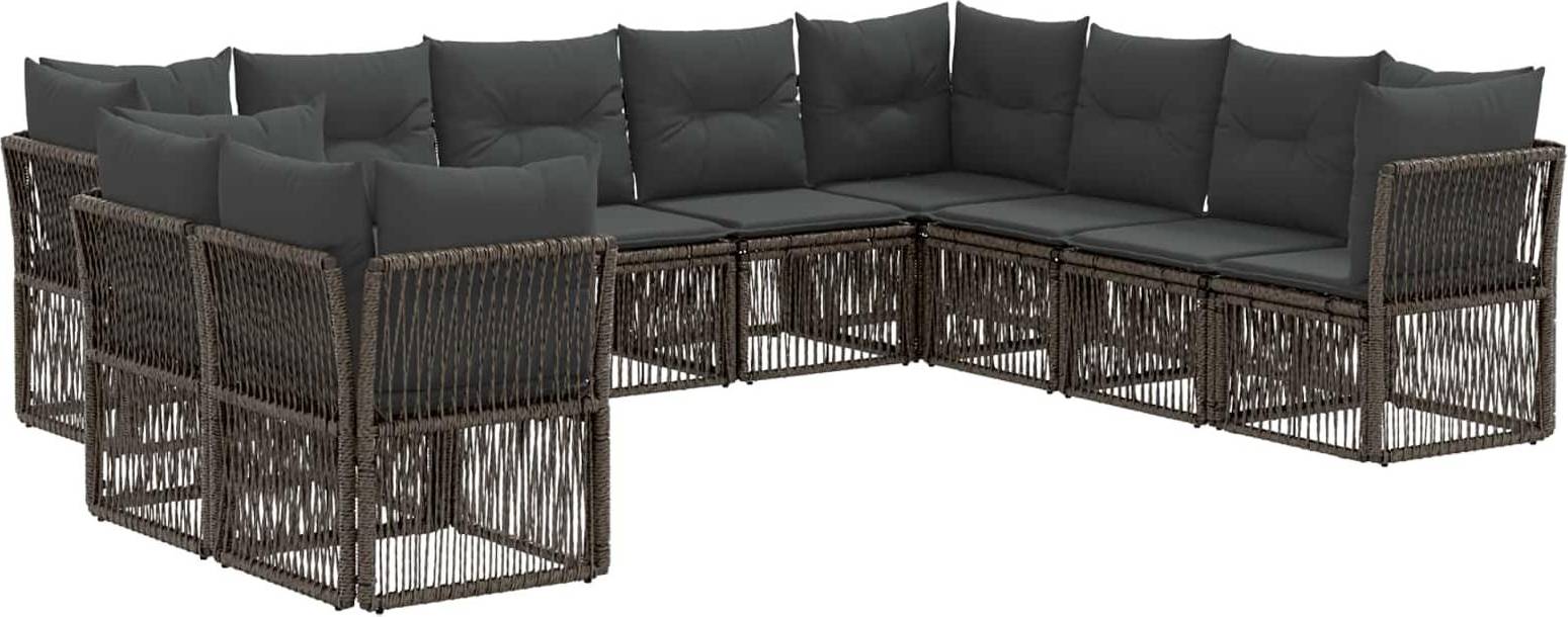 vidaXL Gartensofa Set 10 Pcs Grau Poly-Rattan Lounge-Set
