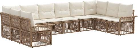 vidaXL Gartensofa Set 10 Pcs Beige Poly-Rattan Lounge-Set