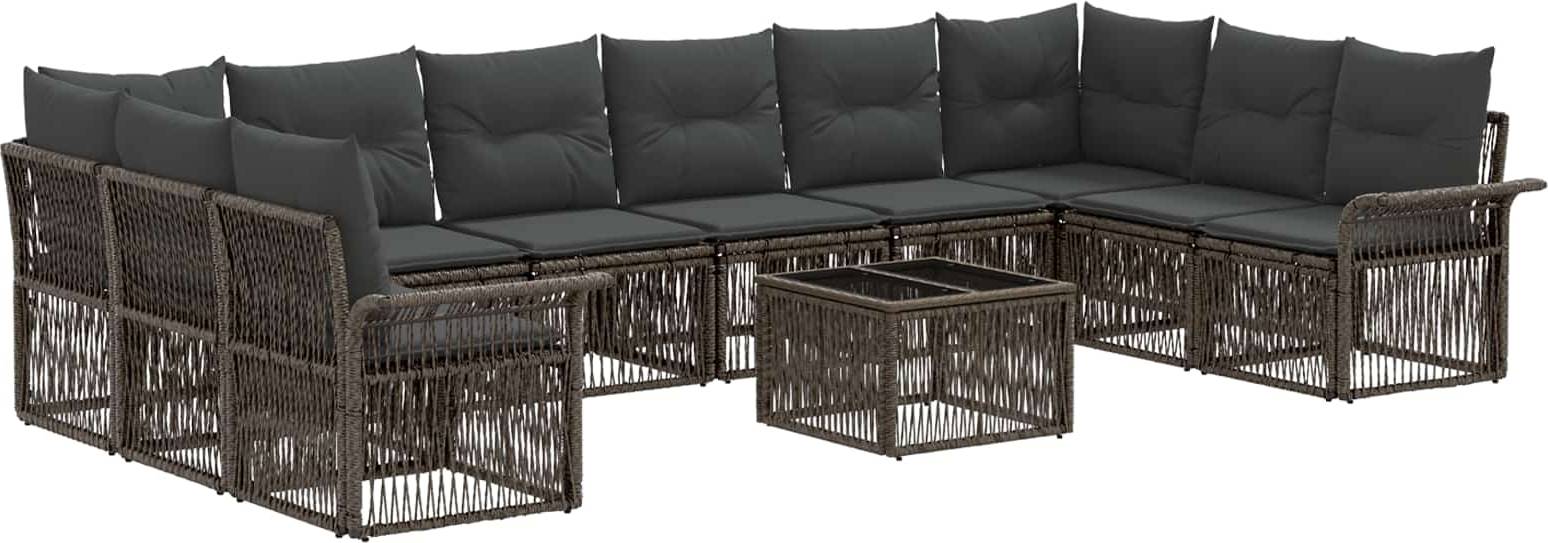 vidaXL Gartensofa Set 11 Pcs Grau Poly-Rattan Lounge-Set