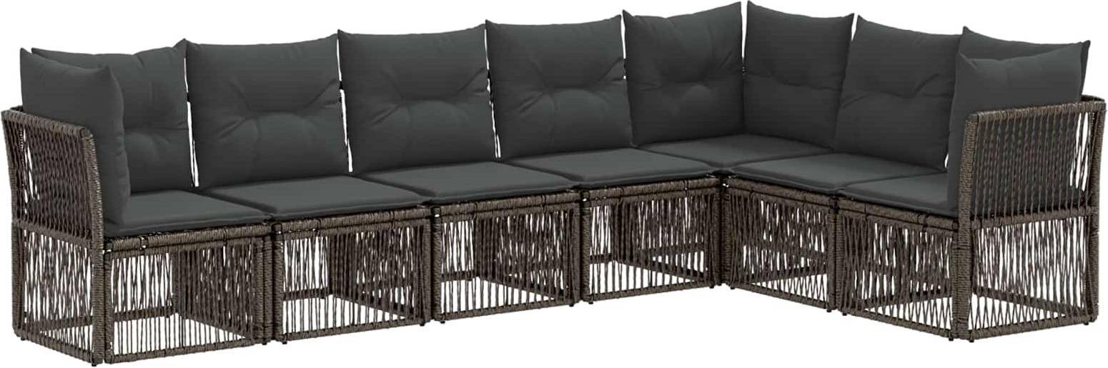 vidaXL Gartensofa Set 7 Pcs Grau Poly-Rattan Lounge-Set