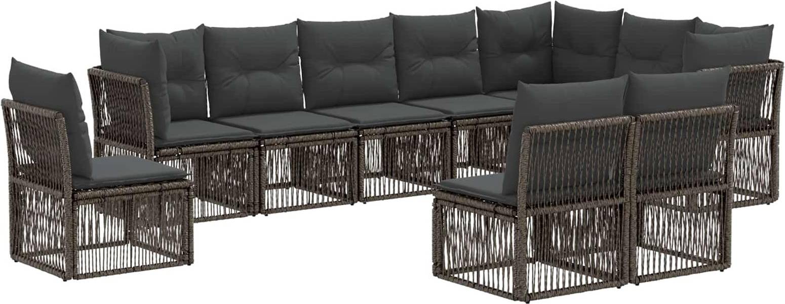 vidaXL Gartensofa Set 10 Pcs Grau Poly-Rattan Lounge-Set