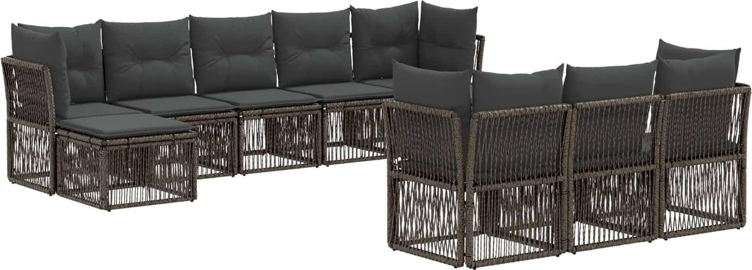 Rattan lounge set vidaXL Gartensofa Set 10 Pcs Grau Poly-Rattan Lounge-Set