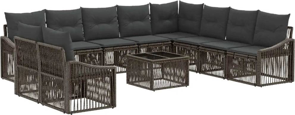 Rattan lounge set vidaXL Gartensofa Set 11 Pcs Grau Poly-Rattan Lounge-Set