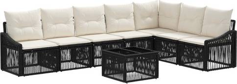 vidaXL Gartensofa Set 8 Pcs Schwarz Poly-Rattan Lounge-Set
