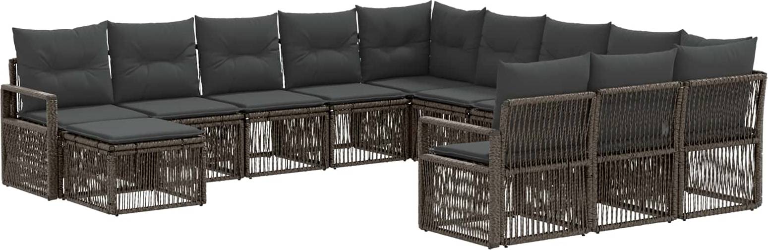 vidaXL Gartensofa Set 12 Pcs Grau Poly-Rattan Lounge-Set