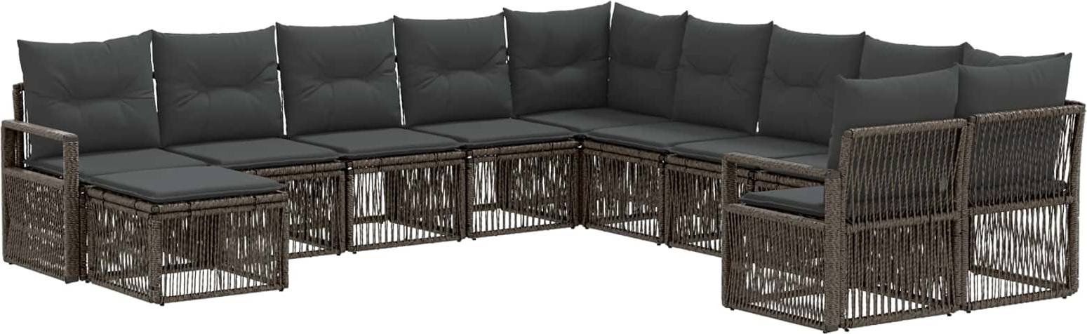 vidaXL Gartensofa Set 11 Pcs Grau Poly-Rattan Lounge-Set