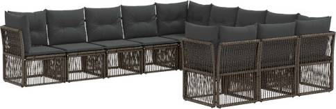 vidaXL Gartensofa Set 11 Pcs Grau Poly-Rattan Lounge-Set