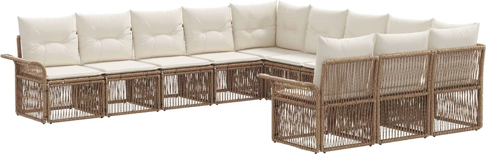 vidaXL Gartensofa Set 11 Pcs Beige Poly-Rattan Lounge-Set