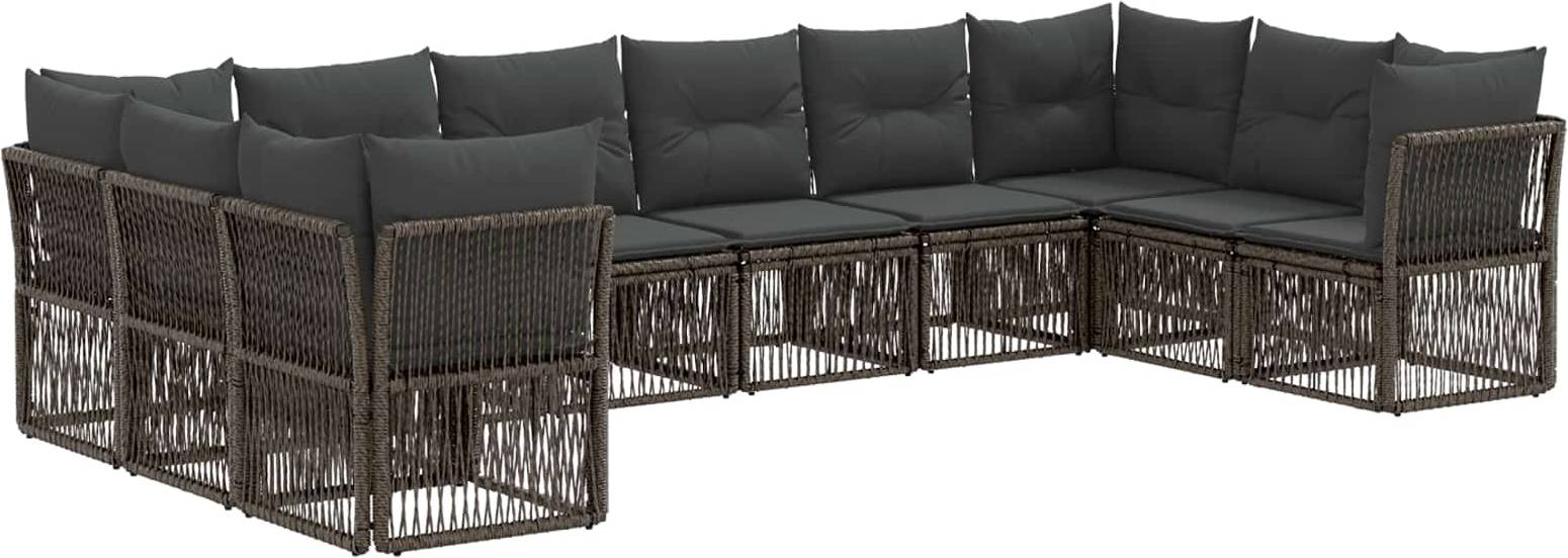 vidaXL Gartensofa Set 10 Pcs Grau Poly-Rattan Lounge-Set