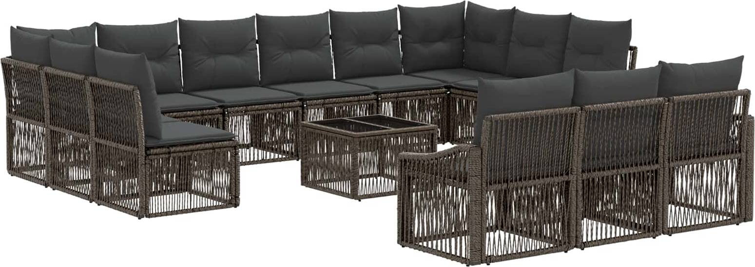 vidaXL Gartensofa Set 14 Pcs Grau Poly-Rattan Lounge-Set