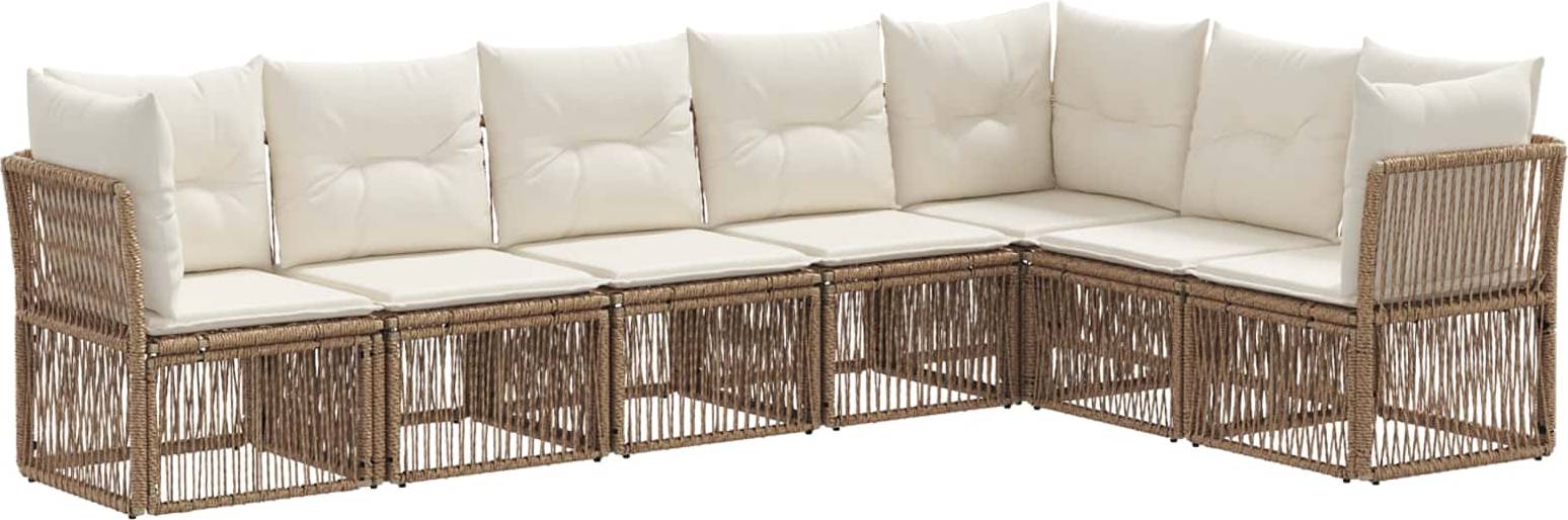 vidaXL Gartensofa Set 7 Pcs Beige Poly-Rattan Lounge-Set