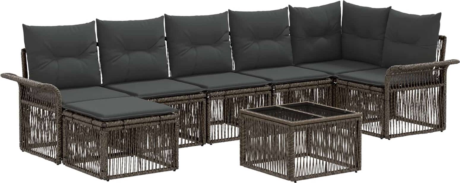 vidaXL Gartensofa Set 8 Pcs Grau Poly-Rattan Lounge-Set