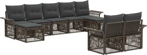 vidaXL Gartensofa Set 9 Pcs Grau Poly-Rattan Lounge-Set