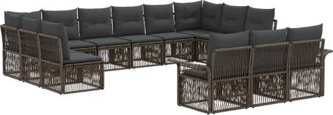 vidaXL Gartensofa Set 13 Pcs Grau Poly-Rattan Lounge-Set