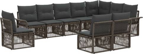 vidaXL Gartensofa Set 10 Pcs Grau Poly-Rattan Lounge-Set