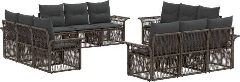 vidaXL Gartensofa Set 12 Pcs Grau Poly-Rattan Lounge-Set