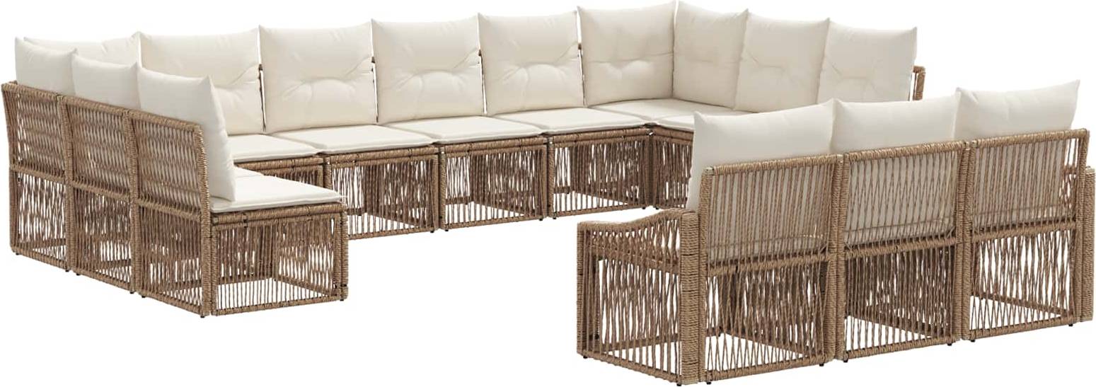 vidaXL Gartensofa Set 13 Pcs Beige Poly-Rattan Lounge-Set